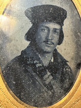 Load image into Gallery viewer, Ambrotype Photo Man Wearing Hat Uniform Milwaukee Wisconsin Photographer 1860s