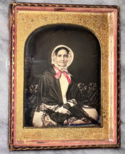 Load image into Gallery viewer, H. POLLOCK 1/4 Tinted Daguerreotype Baltimore Woman Flowers In Bonnet