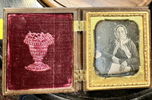 Load image into Gallery viewer, Florida or Georgia? 1/6 Daguerreotype Woman Holding Newspaper Eyeglasses Bonnet