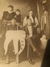 Load image into Gallery viewer, Photo Man Holding Dentist Tooth Banner Girl Photographer Advertisement Sign Rare