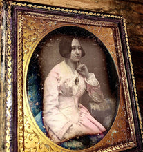 Load image into Gallery viewer, 1/6 Daguerreotype Beautiful Woman Tinted Dress Gold Jewelry Photographic Brooch