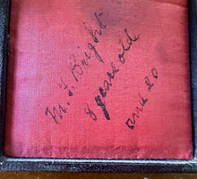 Load image into Gallery viewer, 1840s Tinted Plumbe Daguerreotype ID'd Little Girl Ringlet Curls Holding Case