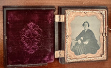 Load image into Gallery viewer, Ambrotype Victorian Woman Mourning Dress Hair Brooch Jet Bracelets Antique Photo