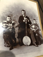 Load image into Gallery viewer, Antique Photo Father & Young Sons Musicians / Musical Group with Banjo & Guitars