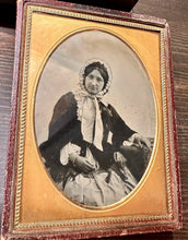 Load image into Gallery viewer, 1/4 AMBROTYPE PRETTY YOUNG WOMAN IN BONNET UK PHOTOGRAPHER VICTORIAN ERA PHOTO