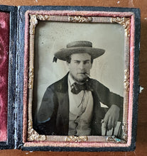 Load image into Gallery viewer, AMBROTYPE HANDSOME CIGAR SMOKING MAN WEARING SAILOR HAT + EARRING?