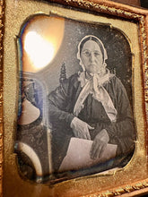Load image into Gallery viewer, Florida or Georgia? 1/6 Daguerreotype Woman Holding Newspaper Eyeglasses Bonnet