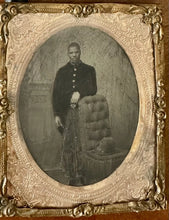 Load image into Gallery viewer, Tintype African American Man in Uniform Occupational or Soldier Antique Photo