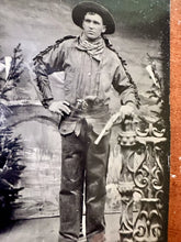 Load image into Gallery viewer, Antique Tintype Photo Double armed Cowboy African American Photographer Colorado