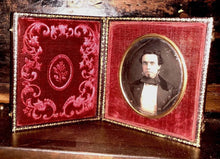 Load image into Gallery viewer, 1850s Oval Daguerreotype Photo Handsome Man - Unusual Presentation & Mat Antique