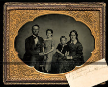 Load image into Gallery viewer, Large Ambrotype Photo ID'd Risher Family Group, Boy with Creepy Eyes! Coal Miner