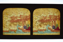 Load image into Gallery viewer, Amazing 1860s Tissue Stereoview Photo ~ Skeleton Army Boat Race!