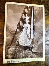 Load image into Gallery viewer, Great Cabinet Card Patriotic Girl Holding United States Flag Stars On Dress Illinois 1800s
