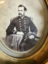 Load image into Gallery viewer, 1860s GERMON Large Albumen Photo in Wall Frame ID'd Navy Commander Died ON Ship