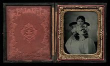 Load image into Gallery viewer, 1/6 Ruby Ambrotype Sad Little Girl Holding Her Cat or Kitten - 1850s 1860s Photo