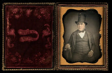 Load image into Gallery viewer, 1/4 Daguerreotype Man Wearing Mourning Hat ~ Rare Traveling Photographer HELIA