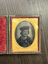 Load image into Gallery viewer, Ambrotype Photo Man Wearing Hat Uniform Milwaukee Wisconsin Photographer 1860s