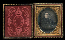 Load image into Gallery viewer, Daguerreotype Photo Victorian Woman Widow Black Mourning Dress & Jewelry 1800s