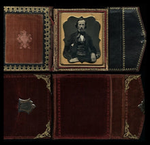 Load image into Gallery viewer, DASHING MAN WITH GOATEE 1/6 PLATE DAGUERREOTYPE PHOTO VELVET BOOK CSSE POET TYPE