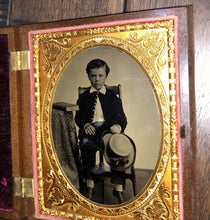 Load image into Gallery viewer, Very Rare Format! PANNOTYPE Photo on Leather! 1850s Photo of a Boy 1/4 Union Case