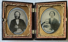 Load image into Gallery viewer, Man Wife & Baby - Two Ambrotype Photos in 1850s Union Case - Dog Carrying Basket