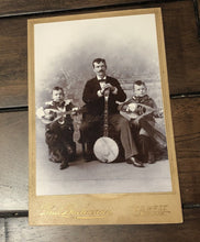 Load image into Gallery viewer, Antique Photo Father & Young Sons Musicians / Musical Group with Banjo & Guitars