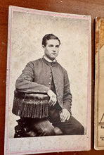 Load image into Gallery viewer, ID'd 1st NH Cavalry Civil War Soldier with Battle Flag Rare CDV Set 1860s Photos