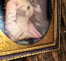 Load image into Gallery viewer, 1/6 Daguerreotype Beautiful Woman Tinted Dress Gold Jewelry Photographic Brooch