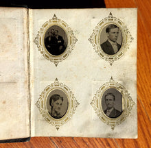 Load image into Gallery viewer, Miniature 1860s 1870s Tintype Album 64 Gem Photos Men Women Children Groups
