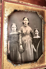 Load image into Gallery viewer, 1/4 1840s Daguerreotype Little Girls, Sisters One Holding a Hoop Toy