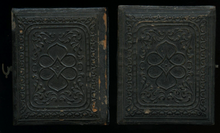 Load image into Gallery viewer, 1860s Excellent Tinted Ambrotype Virginia Girl in Red Dress Holding Photo Case