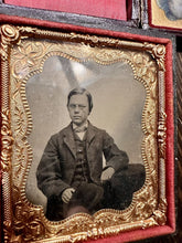 Load image into Gallery viewer, ID'd Boy & Physician Father Wearing Academic Cap Daguerreotype Tintype Lot