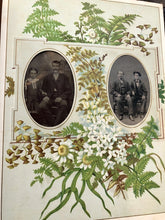 Load image into Gallery viewer, Large Antique "Fern" Album + 65 Photographs 1800s Victorian CDV Tintype Cabinet