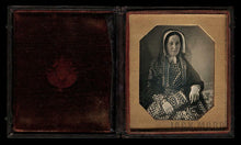 Load image into Gallery viewer, Plumbe 1840s Tinted Daguerreotype Photo Honeycomb Mat Woman Wearing Bonnet Veil