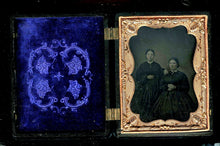 Load image into Gallery viewer, 1/4 Tintype Two ID'd Mahaffay Sisters Illinois 1860s Union / Thermoplastic Case