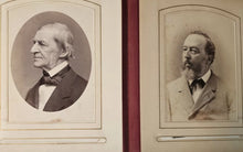 Load image into Gallery viewer, Antique Leather Photo Album with Images of Famous Writers Poets Artists 1800s