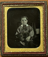 Load image into Gallery viewer, Boy Holding Restless Dog - Or Two Dogs / Motion Blur? 1/6 Daguerreotype