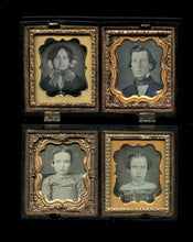 Load image into Gallery viewer, VERY RARE QUADRUPLE 1/16 CASE MAN WOMAN GIRLS DAGUERREOTYPES BUTTERFLY CATCHER