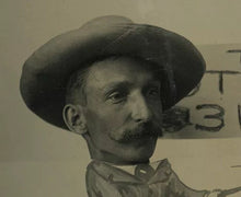 Load image into Gallery viewer, Funny Old Tintype Photo Handsome Mustache Man Riding Donkey Cart Sign & Dog 1800