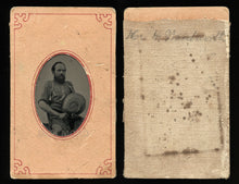 Load image into Gallery viewer, ID'd Gold Rush or Silver Miner Holding Gold Pan? Occupational Tintype Photo 7949