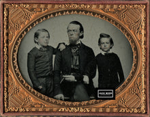 Load image into Gallery viewer, 1/4 Ambrotype Cigar Smoking Man & His Sons Photo Antique 1800s Original
