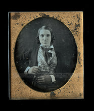 Load image into Gallery viewer, Early 1840s 6th Plate Daguerreotype Handsome Wealthy Teen Boy with Walking Stick