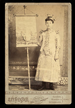 Load image into Gallery viewer, Photo Young Banner Lady Holding Furniture Sign Miniature Chairs Wallpaper Dress!