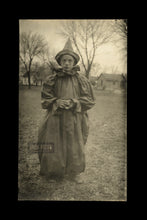 Load image into Gallery viewer, Creepy Kid Circus Clown Antique 1910s Halloween Costume RPPC Photo Black & White