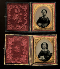 Load image into Gallery viewer, 2 Sphereotype / Ambrotypes of Same Woman by Vermont Photographer Caleb L Howe