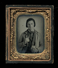 Load image into Gallery viewer, ID'd Texas Boy Joseph Young Roberts 1860s Civil War Era Tintype Photo