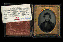 Load image into Gallery viewer, 1/9 Pre Civil War Ambrotype of Identified Confederate Soldier Virginia Artillery