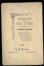 Load image into Gallery viewer, Long Hair Growing Sutherland Sisters with their Manager 1880s Cabinet Card