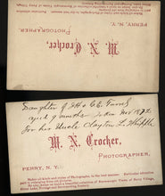 Load image into Gallery viewer, 2 CDVs of ID'D Perry New York Train Conductor & Daughter, His Back to Camera