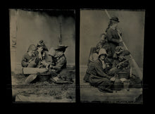 Load image into Gallery viewer, Great Set of Tintype Victorian Girls Having Picnic, Fishing, One Hidden Face